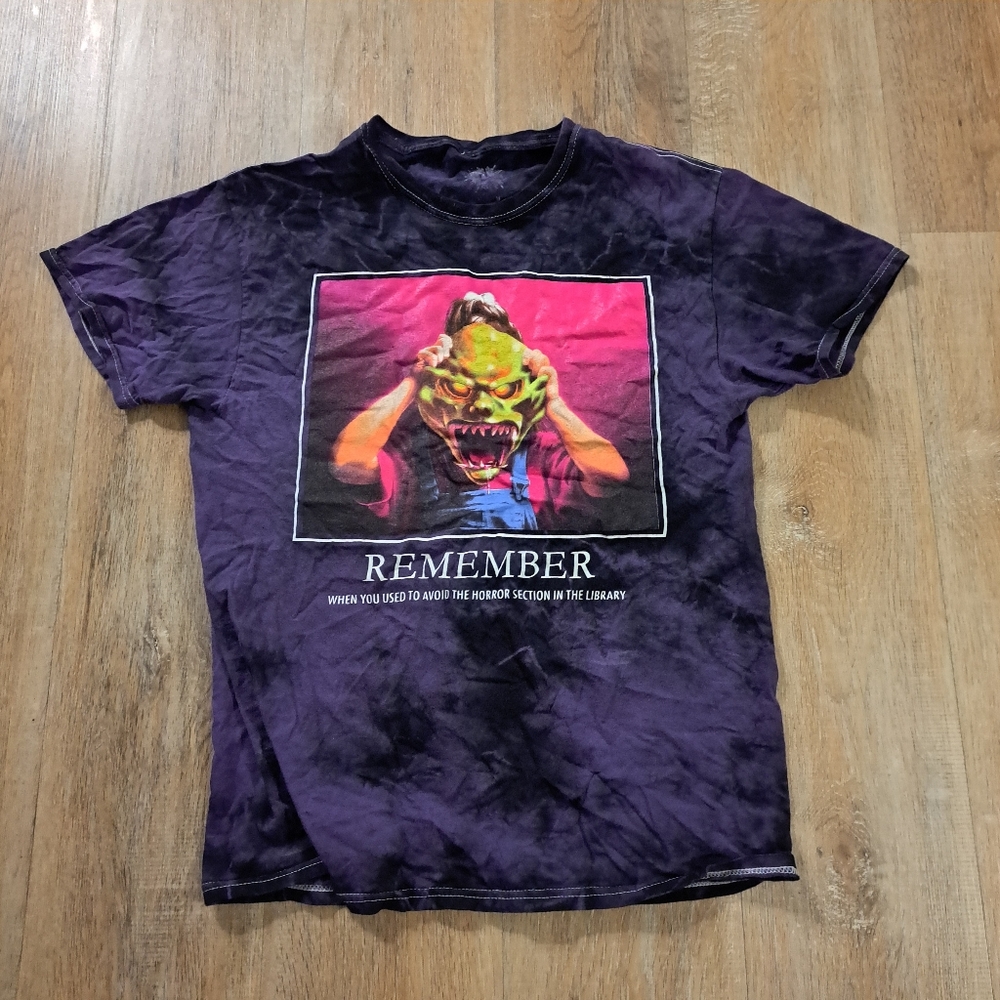 Purple Graphic Tie-dye T-Shirt Monster Print Size Medium